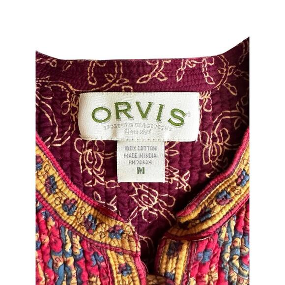 ORVIS 100% Cotton Women Reversible Red Jacket Quilted Boho Paisley Button Sz M - Picture 4 of 12